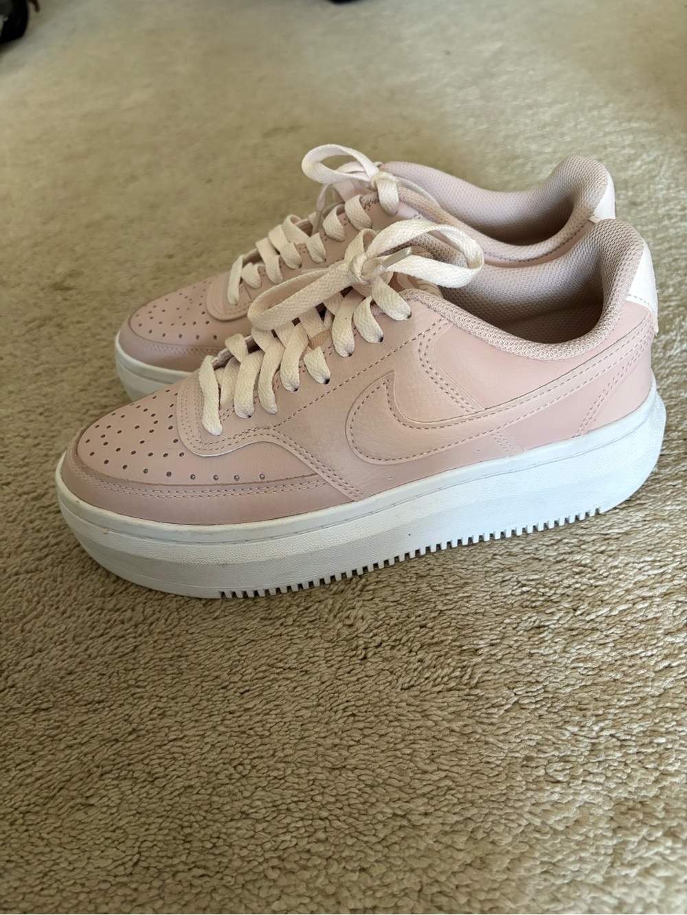 Nike Women’s Platform Sneakers in Pale Pink and White